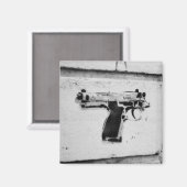 Achterwaarts pistool Stencil Graffiti Art Koelkast Magneet (Voorkant / Achterkant)