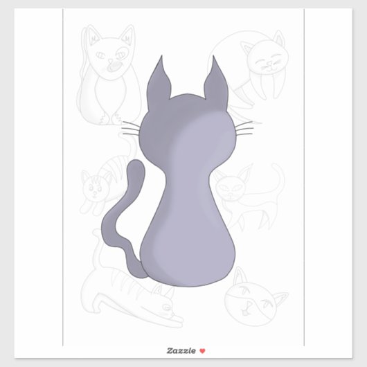Achterwaarts Shy Cat Sticker (Vel)