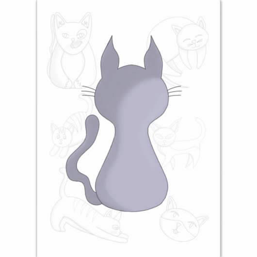 Achterwaarts Shy Cat Sticker (Voorkant)