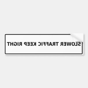 Achterwaarts trager verkeer rechts houden bumpersticker