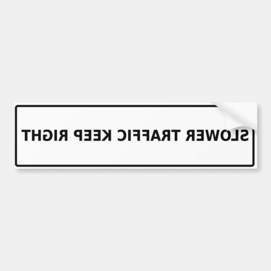 Achterwaarts trager verkeer rechts houden bumpersticker (Voorkant)