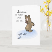 Achterwaartse Dag Beer Aanmoediging Kaart (Gele Bloem)