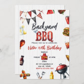 Achterwerf BBQ Barbecue Birthday Party Kaart (Voorkant / Achterkant)