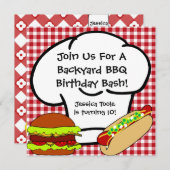 Achterwerf BBQ Birthday Invitation Kaart (Voorkant / Achterkant)