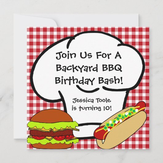 Achterwerf BBQ Birthday Invitation Kaart (Voorkant)
