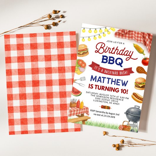 Achterwerf BBQ Birthday Invitation Kaart