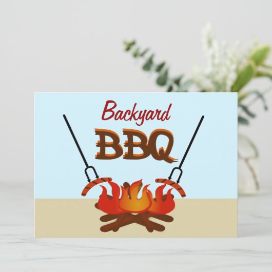 Achterwerf BBQ Get Gezamenlijke Partij Uitnodiging (Staand voorkant)