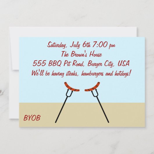 Achterwerf BBQ Get Gezamenlijke Partij Uitnodiging (Achterkant)