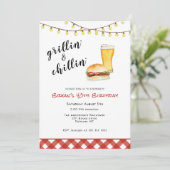 Achterwerf BBQ Grilling Birthday Invitation Kaart (Staand voorkant)