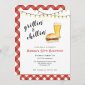 Achterwerf BBQ Grilling Birthday Invitation Kaart (Voorkant / Achterkant)
