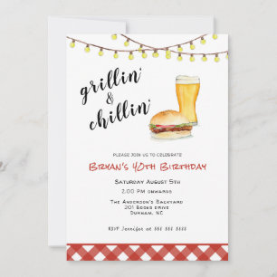 Achterwerf BBQ Grilling Birthday Invitation Kaart