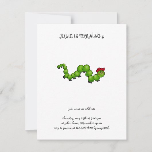 Achterwerpbuien ・ Caterpilaar met rood Pet Kaart (Voorkant)