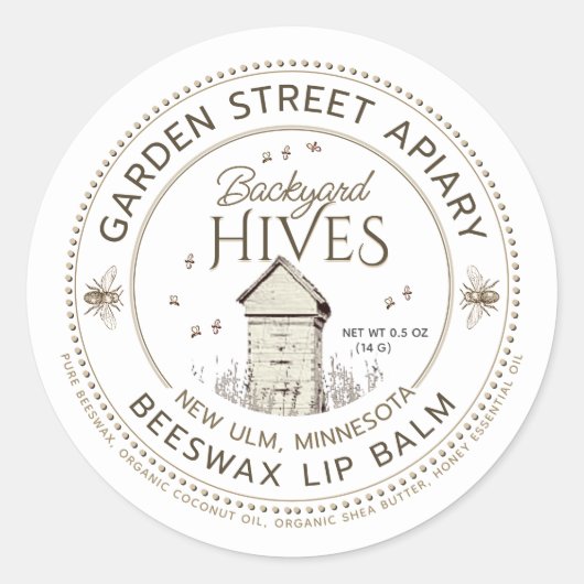 AchterwerpHives beeswax Lip Balm Label (Voorkant)