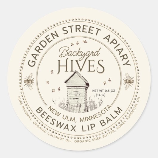 AchterwerpHives beeswax Lip Balm Label (Voorkant)