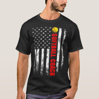 Achterzijde Amerikaanse vlag Softball Coach T-shirt
