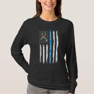 Achterzijde blauw - Amerikaans vlaglintlintje Puzz T-shirt
