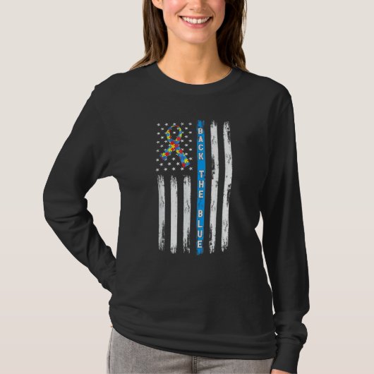 Achterzijde blauw - Amerikaans vlaglintlintje Puzz T-shirt (Voorkant)