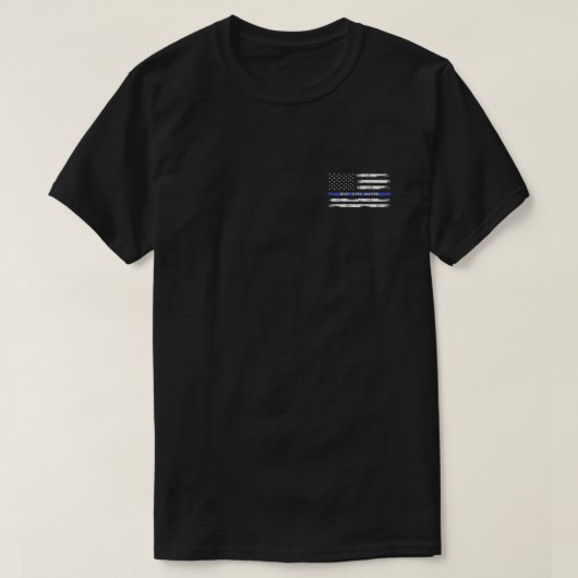 Achterzijde blauwe dun blauwe lijn Amerikaanse vla T-shirt (Design voorkant)