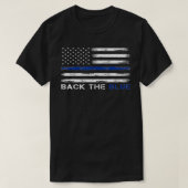 Achterzijde blauwe dun blauwe lijn Amerikaanse vla T-shirt (Design voorkant)
