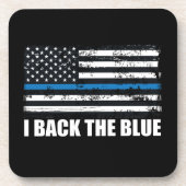 Achterzijde blauwe dun blauwe lijn VS vlag MAGA WW Bier Onderzetter (Voorkant)