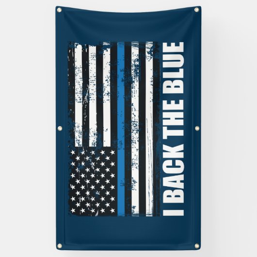 Achterzijde blauwe dun blauwe lijn VS vlag MAGA WW Spandoek (Verticaal)