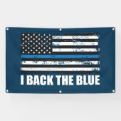 Achterzijde blauwe dun blauwe lijn VS vlag MAGA WW Spandoek (Horizontaal)