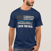 Achterzijde blauwe dun blauwe lijn VS vlag MAGA WW T-shirt (Voorkant)