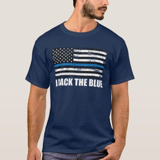 Achterzijde blauwe dun blauwe lijn VS vlag MAGA WW T-shirt (Voorkant)