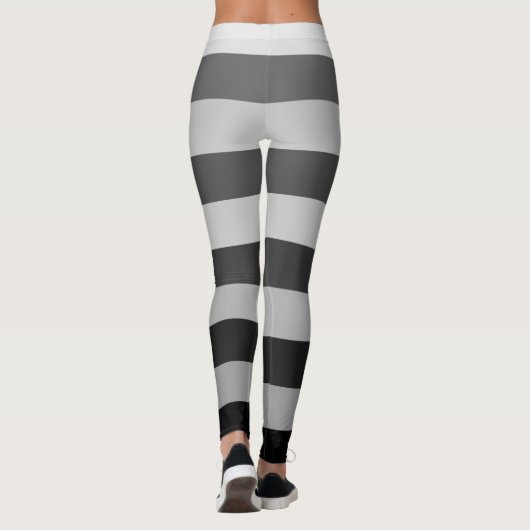 Achterzijde en grijs gestreept kleurenblokpatroon leggings (Achterkant)