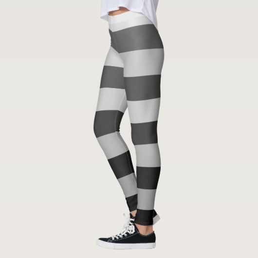 Achterzijde en grijs gestreept kleurenblokpatroon leggings (Links)
