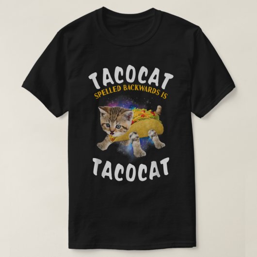 Achterzijde met tacocat gespeld is tacocatkat en t t-shirt (Design voorkant)