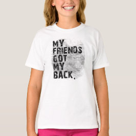 Achterzijde: Mijn vrienden hebben mijn rug T-shirt