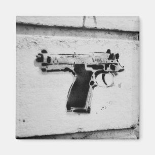 achterzijde pistool stencil graffiti art fridge ma magneet