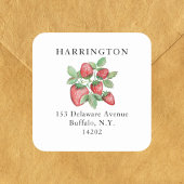  achterzijde rode aardbei vierkante sticker