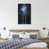 Achterzijde uitzicht van een menselijk skelet canvas afdruk (Insitu (Slaapkamer))