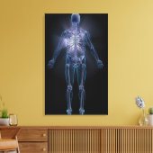 Achterzijde uitzicht van een menselijk skelet canvas afdruk (Insitu (Woonkamer))