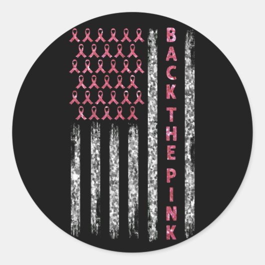 Achterzijde van de Amerikaanse vlag van roze linta Ronde Sticker (Voorkant)