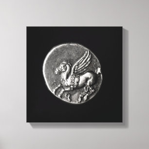 Achterzijde van de munt die de Pegasus afschildert Canvas Afdruk