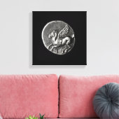 Achterzijde van de munt die de Pegasus afschildert Canvas Afdruk (Insitu (Woonkamer))