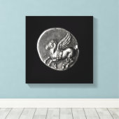 Achterzijde van de munt die de Pegasus afschildert Canvas Afdruk (Insitu (Houten vloer))