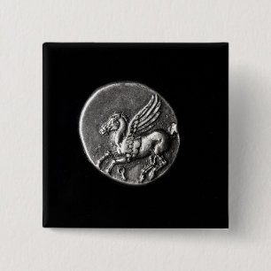 Achterzijde van de munt die de Pegasus afschildert Vierkante Button 5,1 Cm