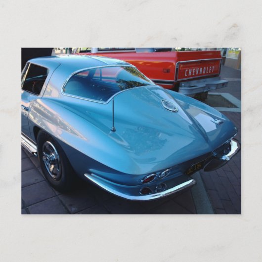 Achterzijde van een Classic Sky Blue Chevy Stingra Briefkaart (Voorkant)