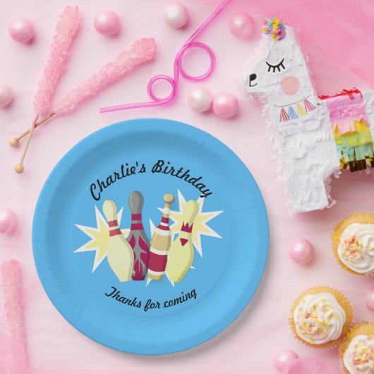 -achtige Bowling Papieren Bordje (Feest)