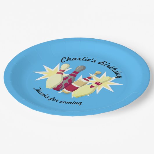 -achtige Bowling Papieren Bordje (Gekanteld)