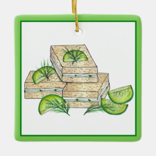 Achtmiddag Tea Party Cucumber Dill Finger Sandwich Keramisch Ornament