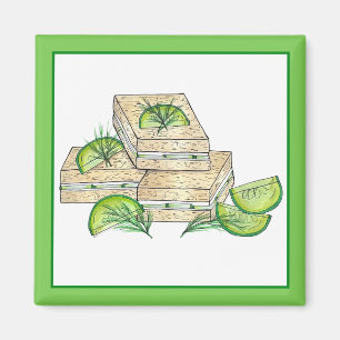 Achtmiddag Tea Party Cucumber Dill Finger Sandwich Magneet
