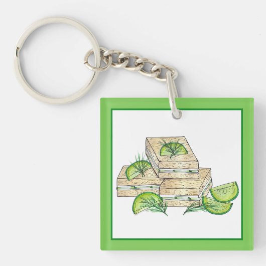 Achtmiddag Tea Party Cucumber Dill Finger Sandwich Sleutelhanger (Voorkant)