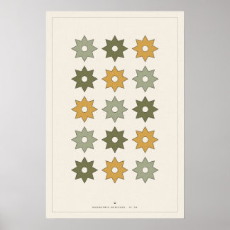 Achtpuntige sterpatroon wandkunstposter, salie Oli Poster