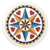 Achtpunts Star & Heart Amish Dutch Hex Sign Knop (Voorkant)