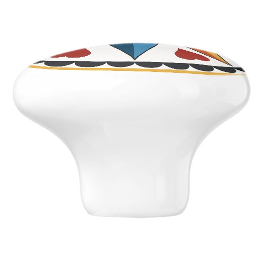 Achtpunts Star & Heart Amish Dutch Hex Sign Knop (Zijkant)